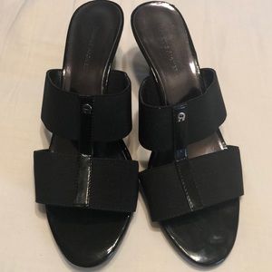 Etienne Aigner Black Patent Wedges